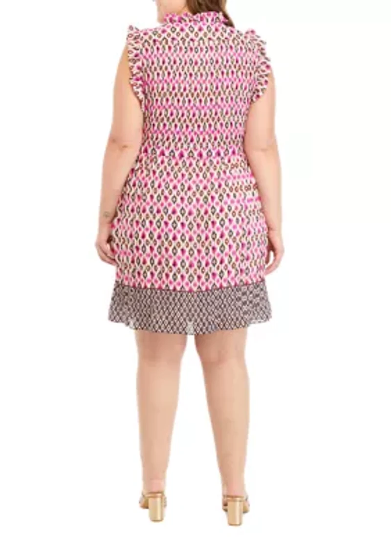 Plus Sleeveless V-Neck Fit and Flare Dress