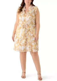 Plus Chiffon Pleated Mini Dress