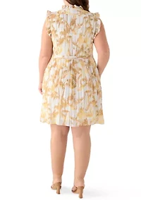 Plus Chiffon Pleated Mini Dress