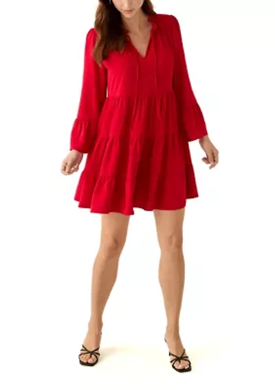 Women's Long Bell Sleeve Tiered Babydoll Airflow Dress