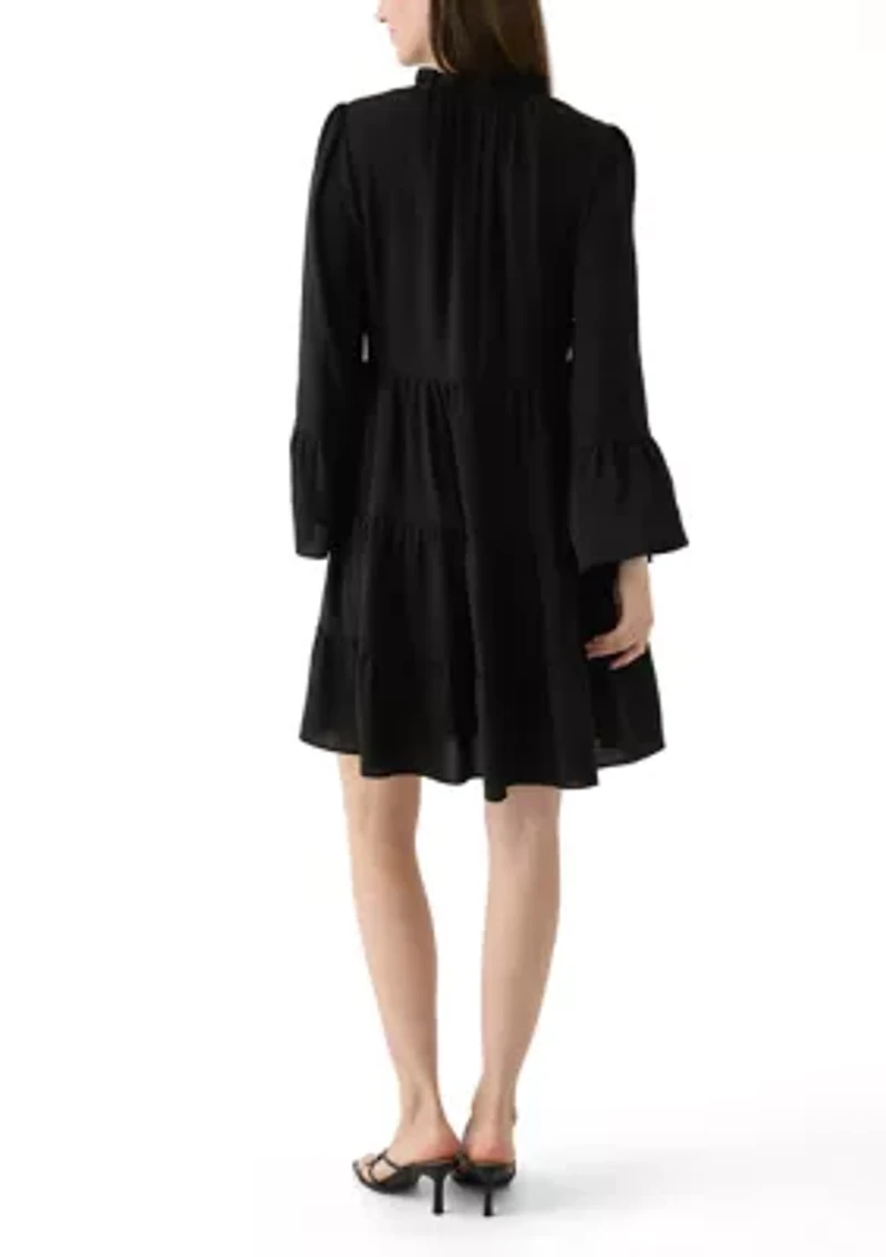 Women's Long Sleeve Tie Neck Dress