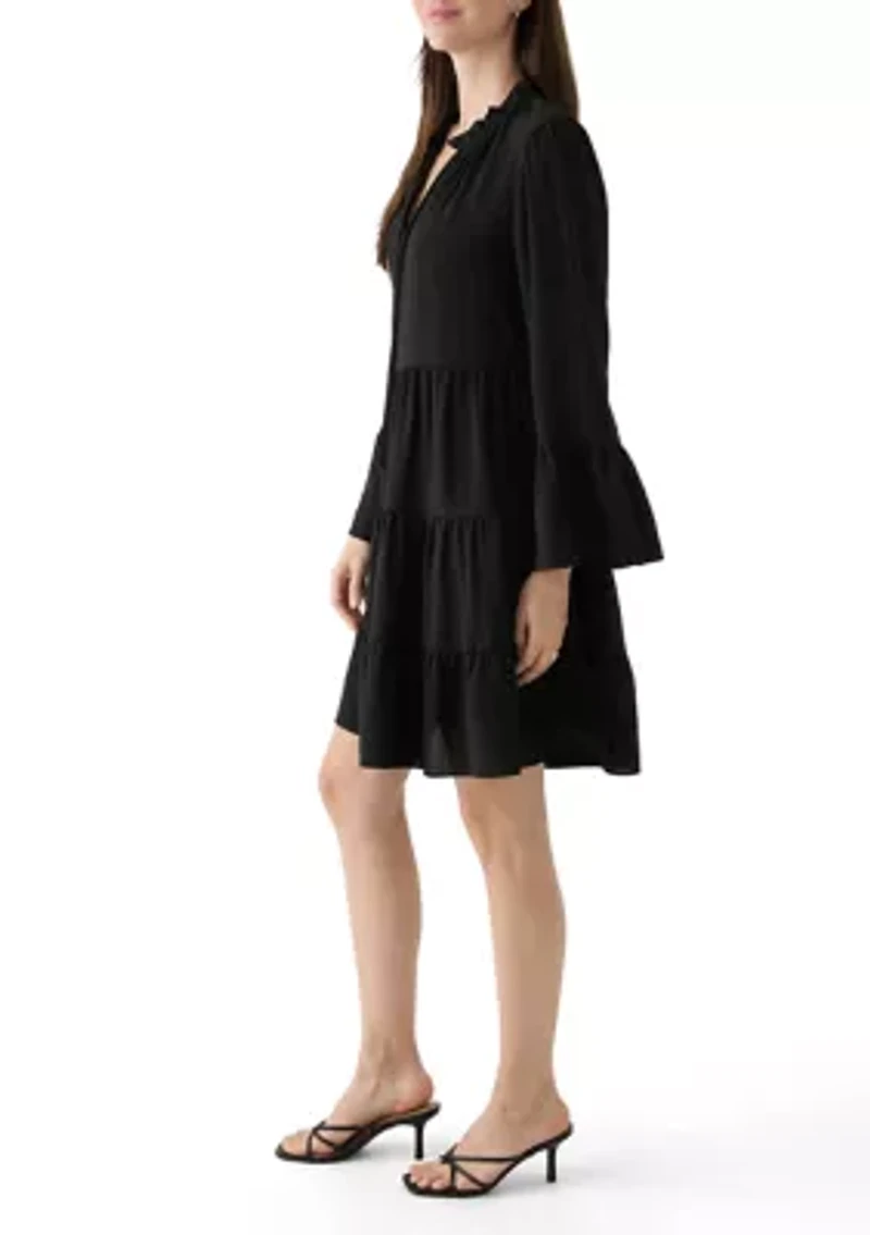 Women's Long Sleeve Tie Neck Dress