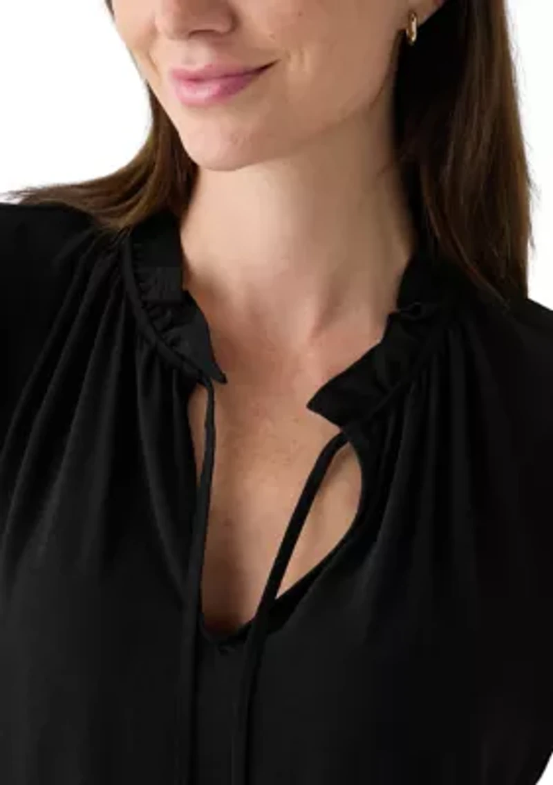 Women's Long Sleeve Tie Neck Dress