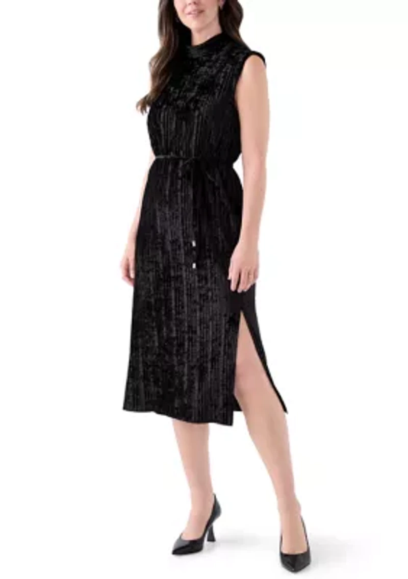 Women's Sleeveless Velvet Midi Dress