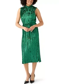 Women's Sleeveless Velvet Midi Dress