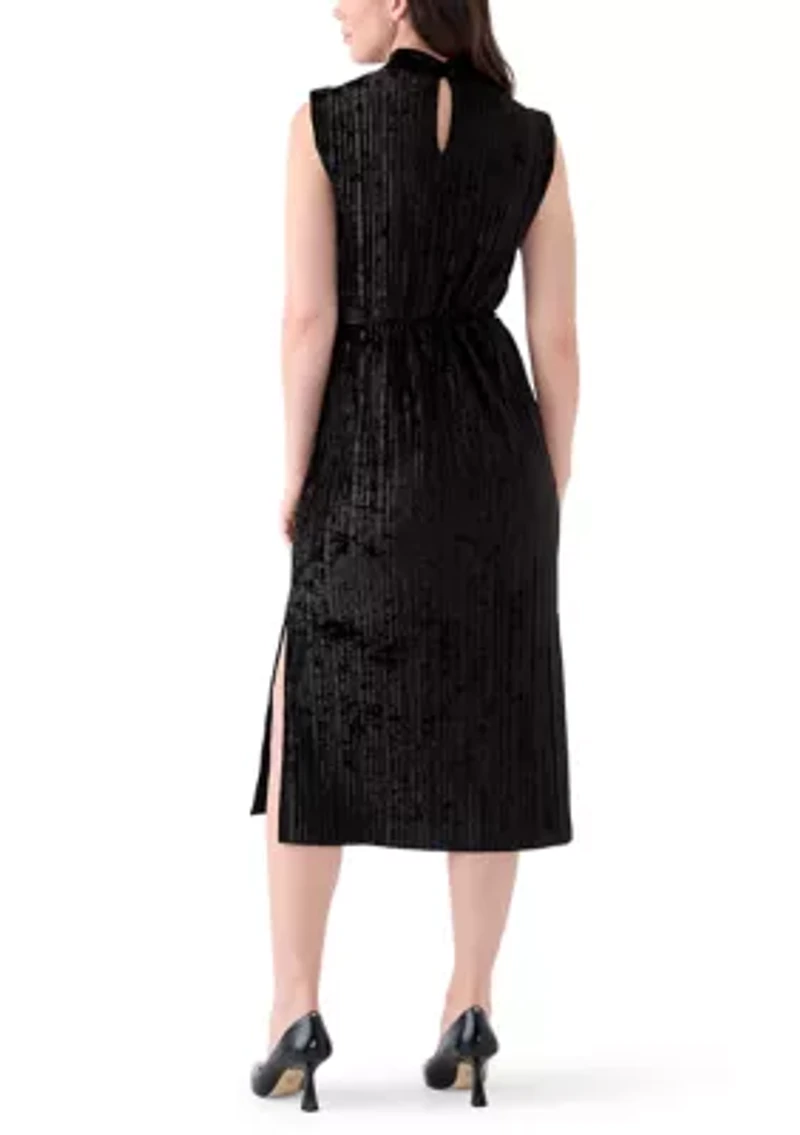 Women's Sleeveless Velvet Midi Dress