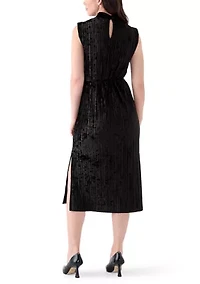 Women's Sleeveless Velvet Midi Dress