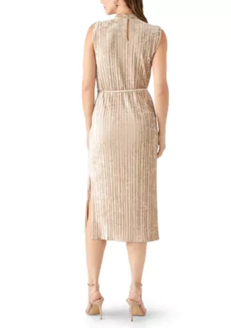 Women's Sleeveless Velvet Midi Dress