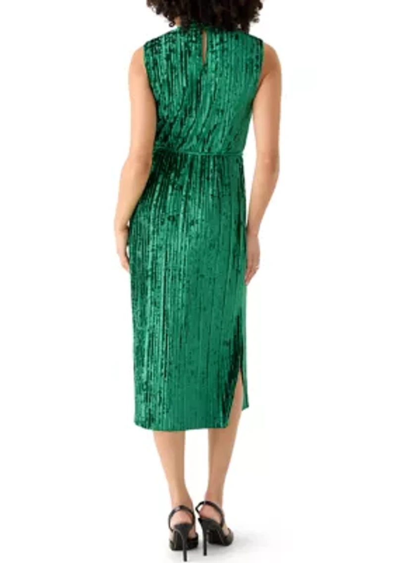 Women's Sleeveless Velvet Midi Dress