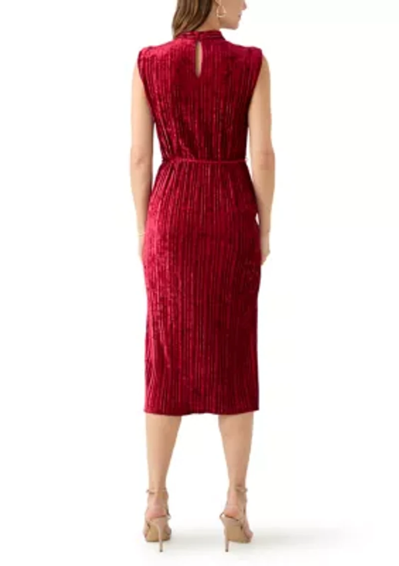 Women's Sleeveless Velvet Midi Dress