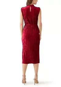 Women's Sleeveless Velvet Midi Dress