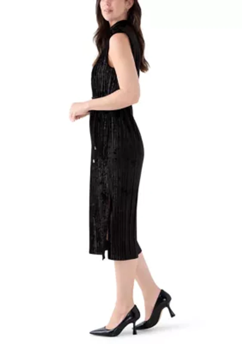 Women's Sleeveless Velvet Midi Dress