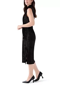 Women's Sleeveless Velvet Midi Dress