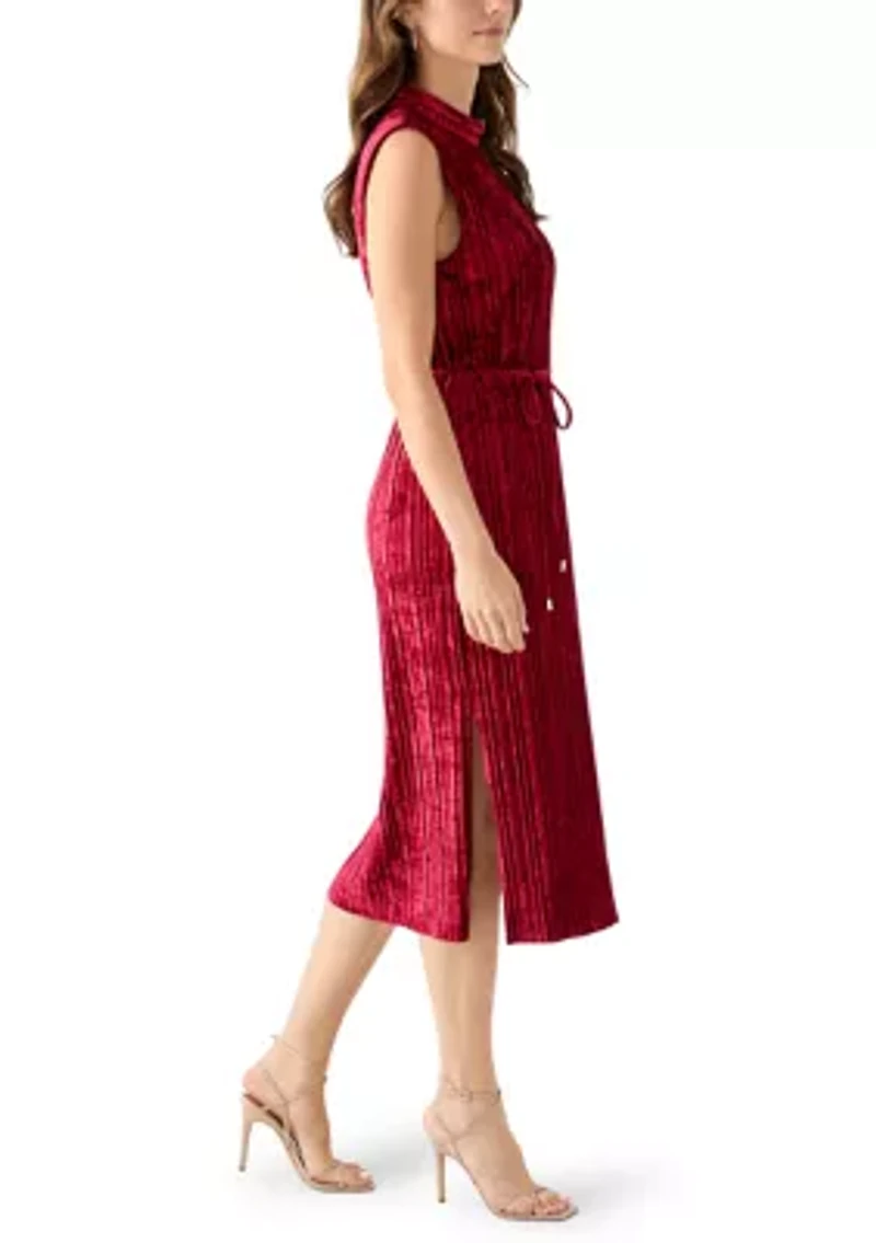 Women's Sleeveless Velvet Midi Dress