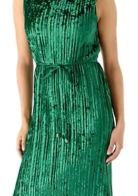 Women's Sleeveless Velvet Midi Dress