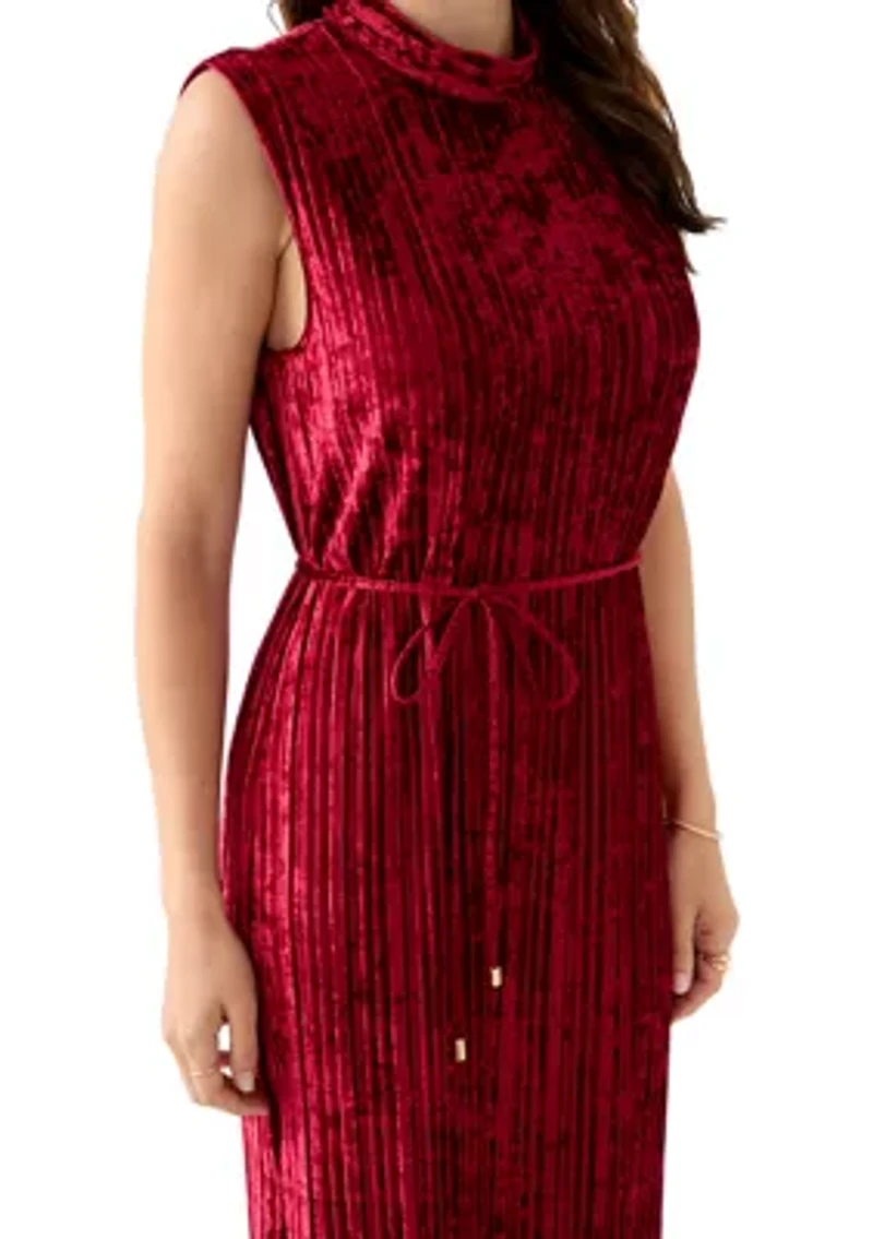 Women's Sleeveless Velvet Midi Dress