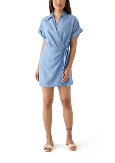 Women's Short Sleeve Collared Wrap Romper
