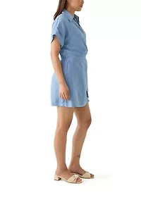 Women's Short Sleeve Collared Wrap Romper