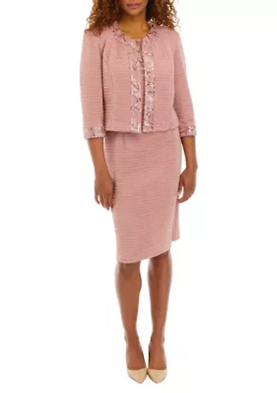 Women's Sequin Embroidered Textured Jacket Dress