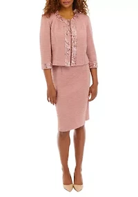 Women's Sequin Embroidered Textured Jacket Dress