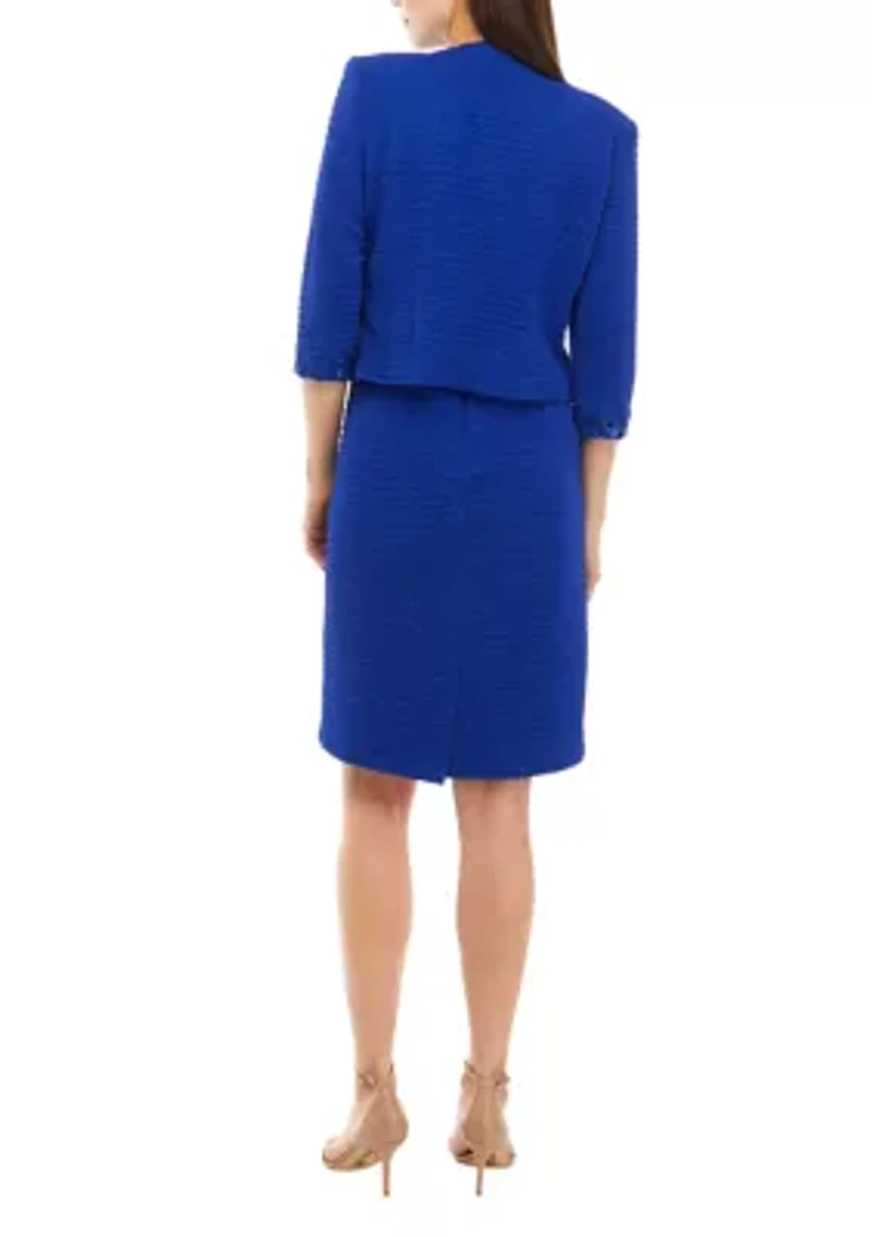 Women's Sequin Embroidered Textured Jacket Dress