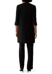 Women's 3 Piece Pant Set with Embroidered Trim