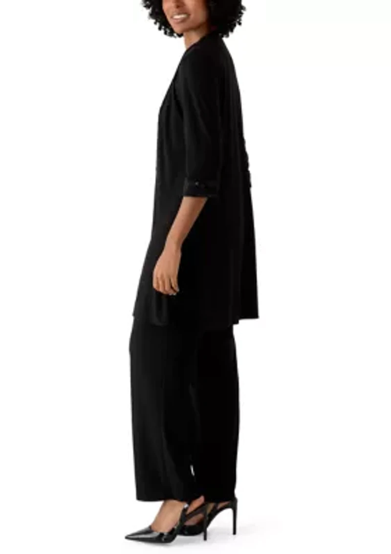 Women's 3 Piece Pant Set with Embroidered Trim