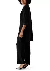 Women's 3 Piece Pant Set with Embroidered Trim