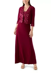 Women's Long Jacket Dress with Embroidered Trim