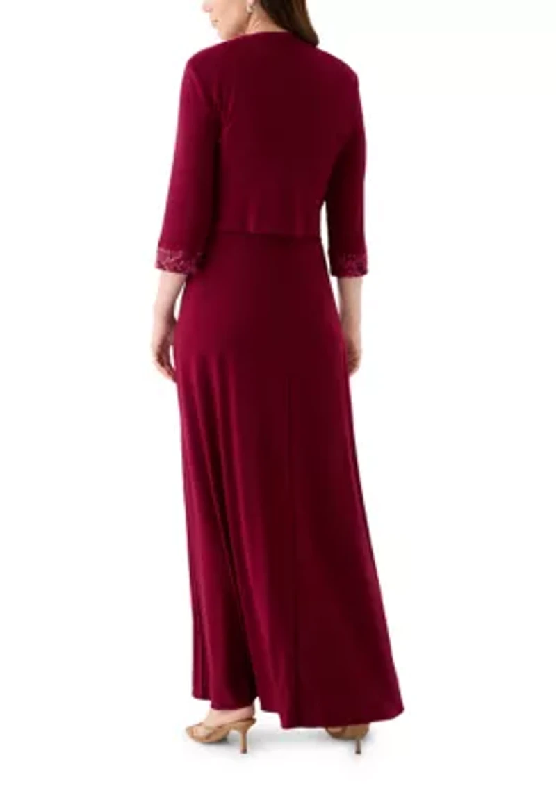 Women's Long Jacket Dress with Embroidered Trim