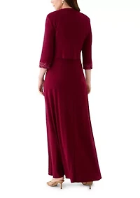 Women's Long Jacket Dress with Embroidered Trim