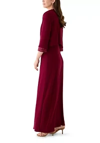 Women's Long Jacket Dress with Embroidered Trim