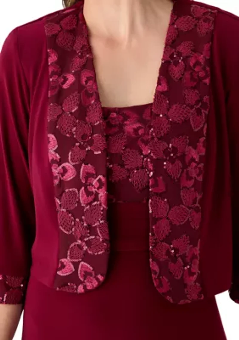 Women's Long Jacket Dress with Embroidered Trim