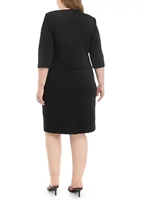 Plus 3/4 Sleeve Knit Jacket Dress