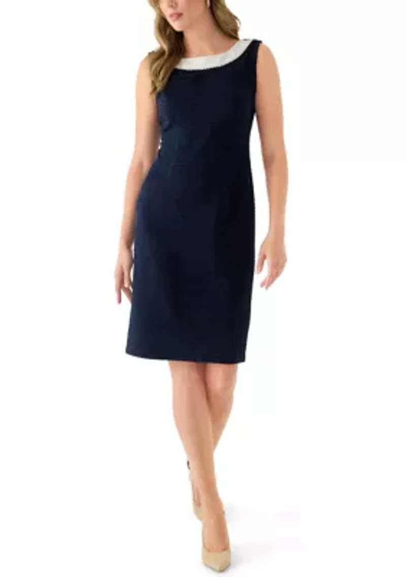 Women's 3/4 Sleeve Crew Neck Solid Jacket Dress