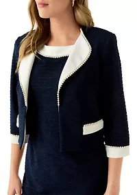 Women's 3/4 Sleeve Crew Neck Solid Jacket Dress