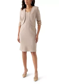 Women's 3/4 Sleeve Solid Jacket Dress
