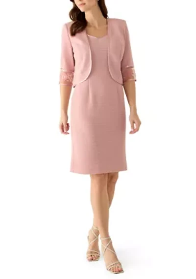 Women's 3/4 Sleeve Solid Jacket Dress