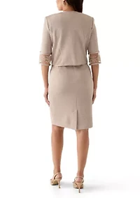 Women's 3/4 Sleeve Solid Jacket Dress