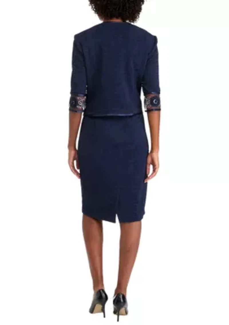 Women's 3/4 Sleeve Solid Jacket Dress