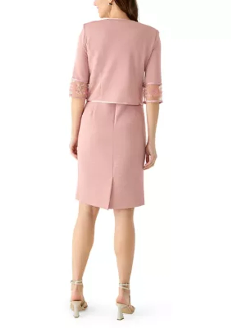 Women's 3/4 Sleeve Solid Jacket Dress