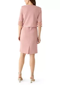 Women's 3/4 Sleeve Solid Jacket Dress