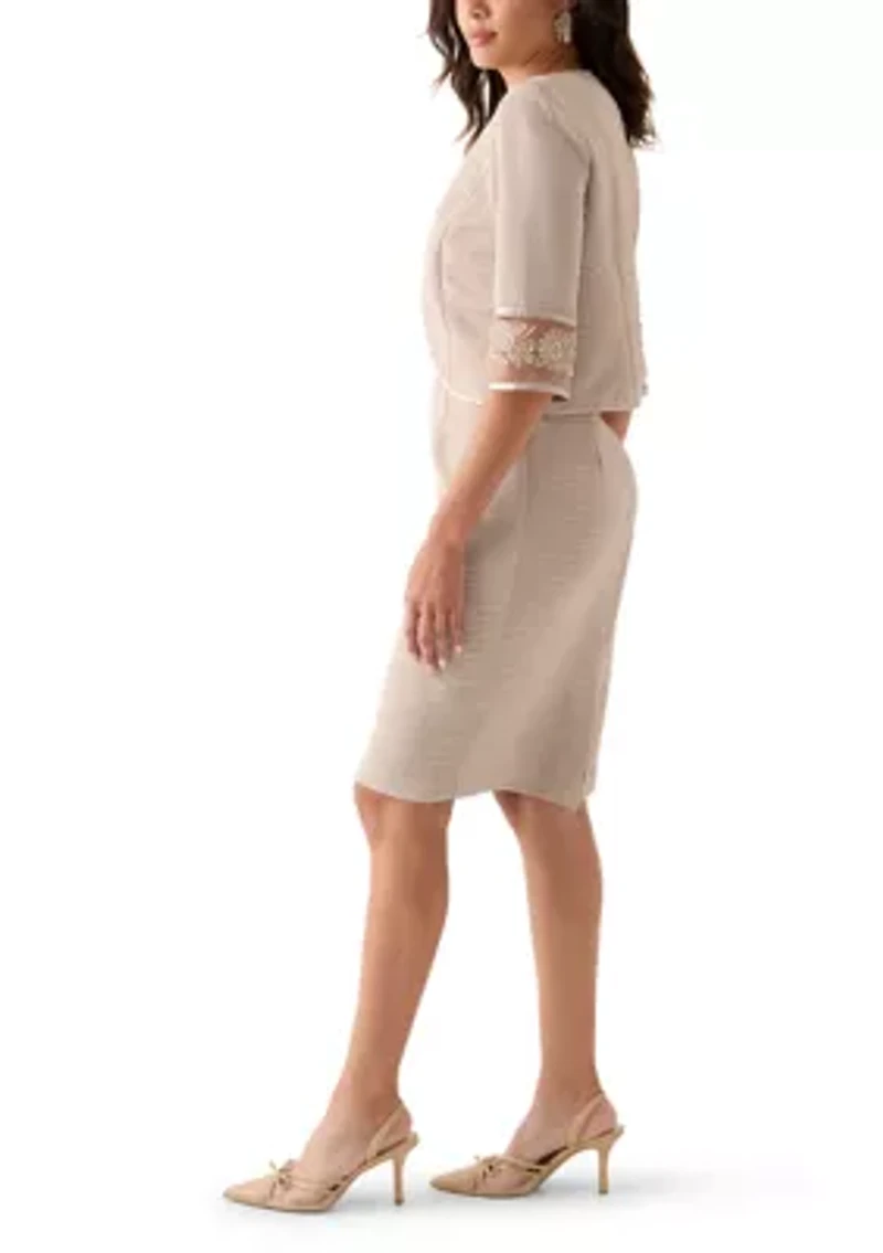 Women's 3/4 Sleeve Solid Jacket Dress