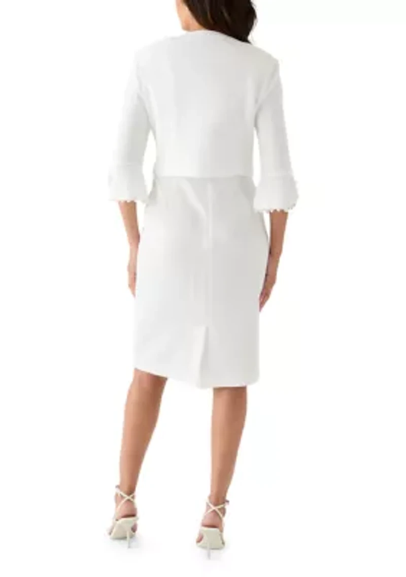 Women's 3/4 Sleeve Crew Neck Solid Jacket Dress