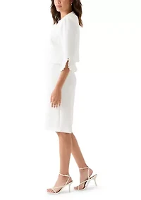 Women's 3/4 Sleeve Crew Neck Solid Jacket Dress