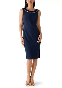 Women's 3/4 Sleeve Crew Neck Solid Jacket Dress