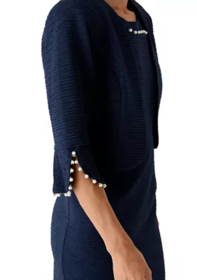 Women's 3/4 Sleeve Crew Neck Solid Jacket Dress