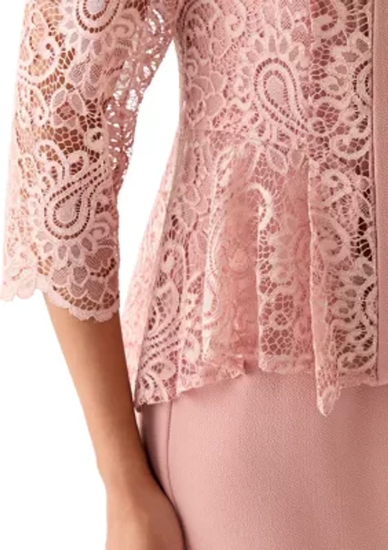 Women's 3/4 Sleeve Crew Neck Solid Jacket Dress