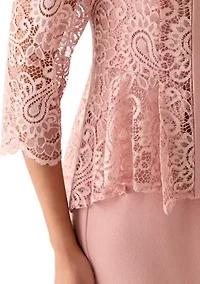 Women's 3/4 Sleeve Crew Neck Solid Jacket Dress