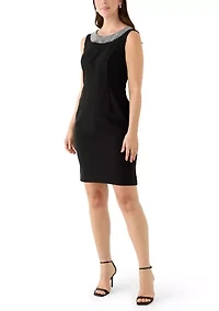 Women's 2-Piece 3/4 Sleeve Metallic Knit Dress & Jacket Set